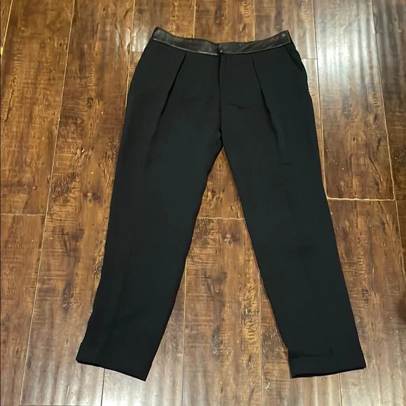 Rag & Bone Black Mo Pants Leather Waistband cuffed crop pants - Picture 3 of 8